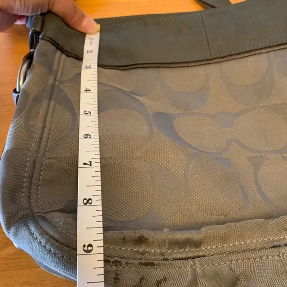 Gray Embellished Coach Shoulder Bag - Picture 8 of 9